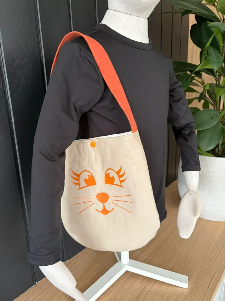 Sac besace enfant (modèle court) - Tête de lapin (2) | Pivoine et Coton